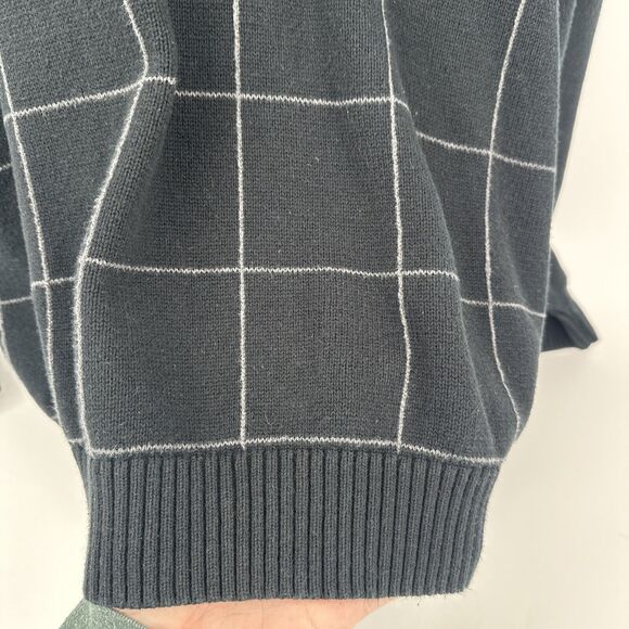 Austin Reed Sweater Mens XXL Black Gray Windowpane Pullover 1/4 Zip Long Sleeve - Picture 6 of 8